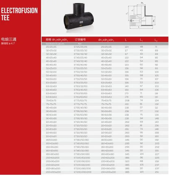 HDPE Pipe Fittings DN90 Electrofusion Tee SDR11 SDR17